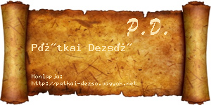 Pátkai Dezső névjegykártya